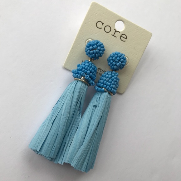 Core | light blue beaded tassel earrings new - Picture 3 of 6